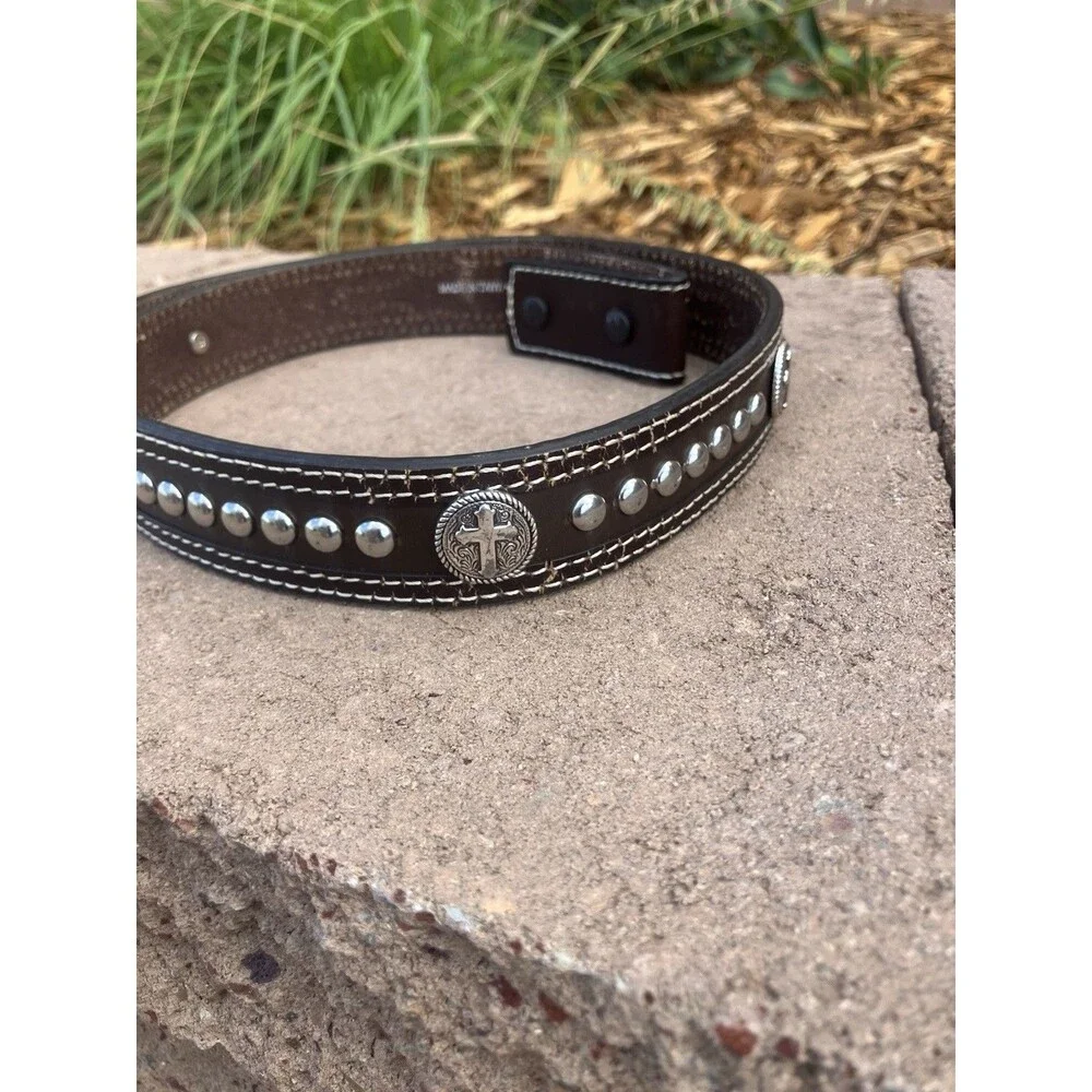 Cavender’s Western Belt Size Brown Cross Concho Studded Cowboy 9600802